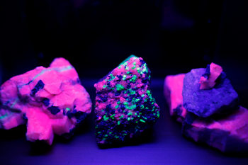Photoluminescent rocks pictured in the dark Photoluminescent rocks pictured in the dark