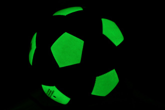 Soccer ball with glow in the dark patches Soccer ball with glow in the dark patches